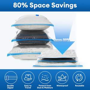 Sacs <span class=keywords><strong>sous</strong></span> <span class=keywords><strong>vide</strong></span> <span class=keywords><strong>pour</strong></span> vêtements de voyage, lot de 12 sacs de rangement gain de place avec pompe électrique, sacs de compression <span class=keywords><strong>pour</strong></span> vêtements, bagages - Product Image 2