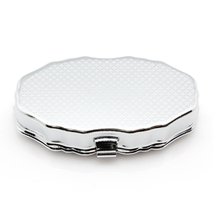 Kant Pillendoos Zilver Blanco Rhombus Metalen <span class=keywords><strong>Pil</strong></span>-Container Ovale Opbergdozen <span class=keywords><strong>2</strong></span> Compartimenten - Product Image 2