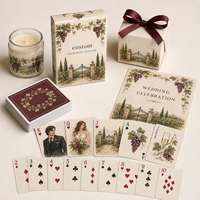 Jeu de cartes personnalisé Cépage Napa, portrait de couple aquarelle, souvenir de mariage, boîte à rabat en papier