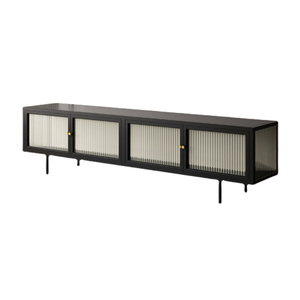 Nordic minimalist solid wood TV cabinet combination living room tempered glass floor storage low cabinet