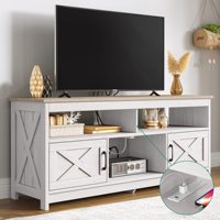 Ama zon Meuble TV en bois au design moderne personnalisé Console multimédia TV à prise de courant polyvalente avec armoires de rangement