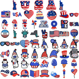 Parche <span class=keywords><strong>Adhesivo</strong></span> Suave de PVC con Diseño de Bandera de Estados Unidos para el Día de la Independencia, Accesorios para el Cabello, Zapatos y Flores, Adorno para Zapatos con Bandera Americana - Product Image 1