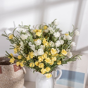 Fleurs artificielles CallaFloral, roses, branche unique, plastique, haute simulation, blanc, rose, jaune, violet, décoration de mariage et de maison - Product Image 2