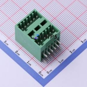 DB2ERH-2.5-2*6P-GN Plug-in Terminal Block Bent Lead Through Hole,P=2.5mm Board-to-Board / Socket - Closed 2x6P 2.5mm Green - Product Image 1