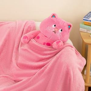 Sevimli karikatür ayı doldurulmuş bebek 2-in-1 battaniye ve stres giderici yastık PP pamuk peluş araba ofis şekerleme ofis konfor oyuncak - Product Image 3