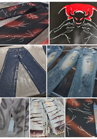 Fabricant de jeans sur mesure de haute qualité – Jeans vintage pour hommes, coupe crayon, imprimé sérigraphié, décontracté, streetwear, délavé
