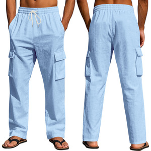 Hot Selling Herren Cargo Pants mit Big Pocket Elastic Belt String & übergroße Stickerei Mid Waist Fashion <span class=keywords><strong>Plain</strong></span> Farbe - Product Image 3