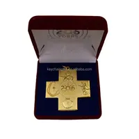 3D медали в форме Креста из железа золота и серебра оптом/религиозные медали в подарочной коробке