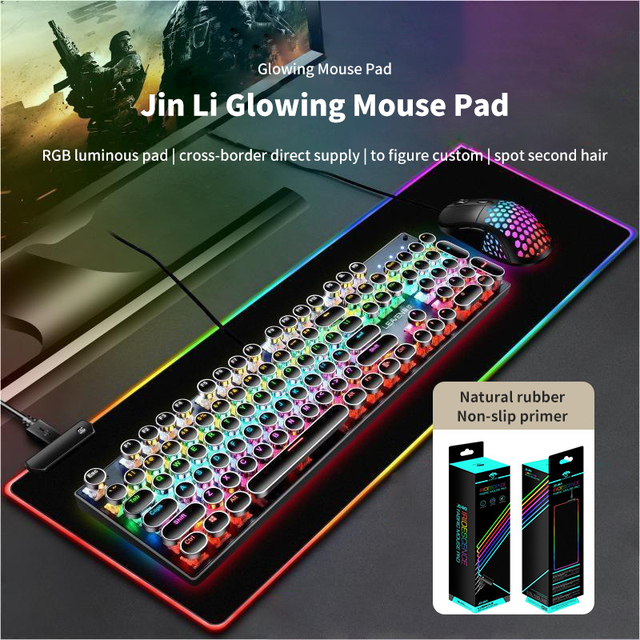 Popular RGB Luminous Game Mouse Pad Multi-color Light Internet Cafe Game Table Pad Large Size Non-slip Luminous Pad