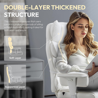 Chaise de jeu OEM blanche économique avec accoudoirs, roulettes en PU, surface facile à nettoyer et design inclinable pour adolescents gamers