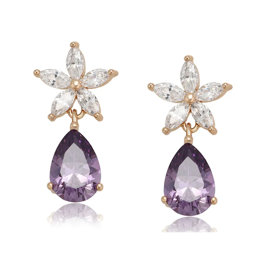 99325 xuping jewelry promotion Low order wholesale White stone star earrings with purple stones