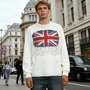 Heavyweight Waffle Round Neck Sweatshirt Manufacturer Custom Embroidered Printed Boxy Distressed Knitted Long Sleeve t <strong>Shirt</strong> - Product Image 1
