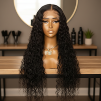 Perruque de cheveux longs bouclés 13x4 en dentelle transparente, en fibre haute température, densité 180%, avec bonnet en maille rose, styles Water Wave, Body Wave, Fluffy Corn Perm