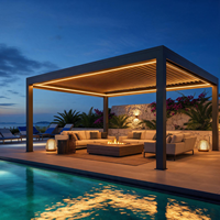 Pergola de luxe en aluminium imperméable à toit à persiennes, robuste, pour jardin et terrasse