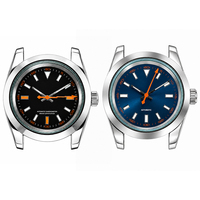 Reloj mecánico con cronómetro automático para hombre, de acero inoxidable plateado, negro, naranja, esfera luminosa, zafiro sintético, 20mm