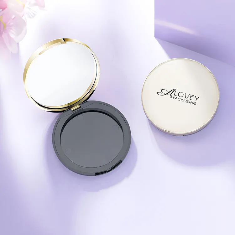 Alovey Cosmetic Powder Box Free sample round luxury empty 59mm pressed compact powder case