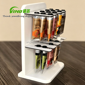 Sleek Multi - Tiered White Acrylic Countertop Retail Cosmetic Tube Display <b>Stand</b> - Product Image 2