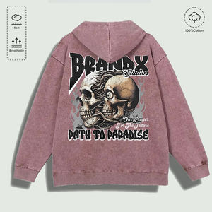 Sudadera con Capucha 100% Algodón Lavado con Estampado Gráfico de Calavera de la Marca X Studios, <span class=keywords><strong>Camino</strong></span> <span class=keywords><strong>al</strong></span> Paraíso, Varios Colores - Product Image 3