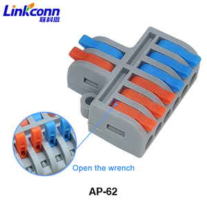 Bloque de terminales industrial de 2 entradas y 6 salidas para conectores de cable, rango de cable de 0.08-4mm², contactos de latón, desconcentrador de nailon AP 62 - Product Image 3