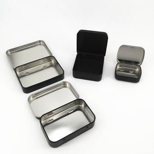 Bán Buôn Tùy Chỉnh Sang Trọng Cấp Thực Phẩm Đồng Bằng Vuông Đen Nhỏ Tin Container Bản Lề Hình Chữ Nhật Bản Lề Nắp Kim Loại Màu Đen Tins - Product Image 2