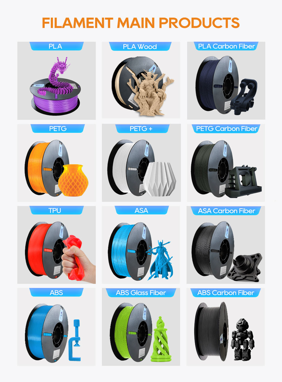 Asa Filament Buntes Filament Factory Wholesale High Strength Pla