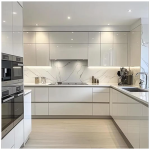 صفائحية بسيطة وحدات بولند متنقلة خزانة لامعة مخصصة مسطحة مطبخ منزلي - Product Image 4