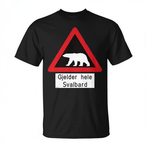 T-shirt avec signe d'avertissement de l'ours polaire de Svalbard, noir, unisexe, taille adulte - Product Image 2