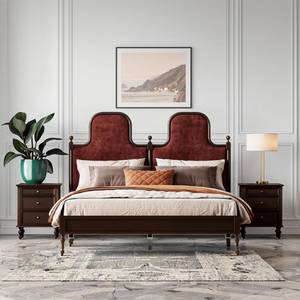 Lit Queen intemporel du milieu du siècle avec dossier doux en bois massif rembourré pour <span class=keywords><strong>la</strong></span> décoration intérieure de <span class=keywords><strong>la</strong></span> chambre vintage moderne - Product Image 4