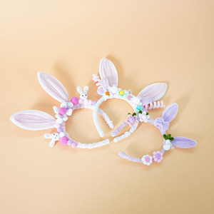 Diadema con Orejas de Conejo de Pascua, Kit de Manualidades, Diadema de Felpa Hecha a Mano con Limpiapipas <span class=keywords><strong>para</strong></span> Niñas, Decoración <span class=keywords><strong>para</strong></span> Fiestas de Pascua - Product Image 6