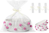 Panier cadeau vide de Pâques parfait petite étagère ovale organisateur paniers de rangement en corde de coton pour chambre d'enfant avec décor à pompon