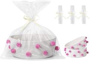 <span class=keywords><strong>Panier</strong></span> cadeau vide de Pâques parfait petite étagère ovale organisateur paniers de rangement en corde de coton pour chambre d'enfant avec décor à <span class=keywords><strong>pompon</strong></span> - Product Image 6
