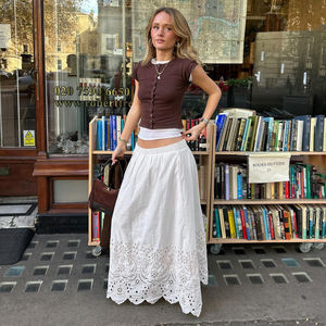 <b>Boho</b> Elegance Jacquard Knitted Breathable Maxi <b>Skirt</b> Women's Dropped Waist A-Line Textured Weave Eco-Friendly Wholesale Resort - Product Image 2