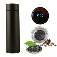 Bouteille d'eau isotherme sous vide en acier inoxydable à double paroi personnalisée de 500 ml, écologique, avec affichage de la température LED pour un usage domestique