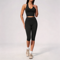 Ensemble de sport côtelé sans couture respirant grande taille pour femme GH – Ajustement parfait, antichoc, haute élasticité, effet push-up fessier, contrôle du ventre, idéal pour la course à pied