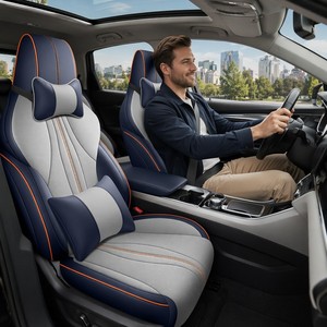 Fundas <span class=keywords><strong>de</strong></span> Asiento <span class=keywords><strong>de</strong></span> Coche Estilo Deportivo para BYD Song Plus DM-i Honor Edition EV, Soporte Lumbar y Reposacabezas, Ajuste Personalizado, Venta al Por Mayor - Product Image 6