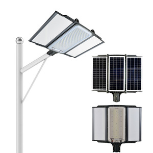 Lampadaire solaire pliable 3 faces 600W tout-en-un avec capteur de mouvement PIR et RGB, éclairage d'inondation étanche IP66 - Product Image 1