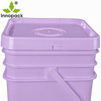 Seau carré en plastique de qualité supérieure, 5 gallons (20 litres), de qualité alimentaire, avec couvercle et poignée