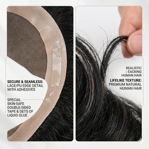 Système de perruque complète pour hommes en <span class=keywords><strong>cheveux</strong></span> brésiliens 9x11 HD Lace Front, respirant, avec ligne de <span class=keywords><strong>cheveux</strong></span> naturelle - Product Image 5