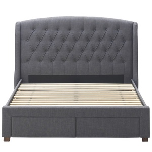 Modern Velvet Tufted Storage <strong>Double</strong> <strong>Low</strong> Profile <strong>Bed</strong> with High Quality Wooden Frame for Small Spaces Luxury Bedroom Design - Product Image 1
