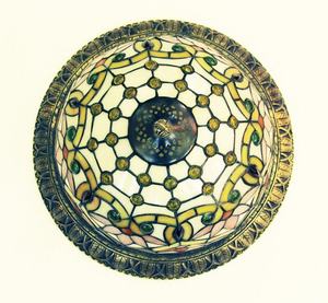 <span class=keywords><strong>Plafonnier</strong></span> de couloir vintage TFC-A87 de style Tiffany, en verre teinté <span class=keywords><strong>baroque</strong></span>, avec motif de lotus - Product Image 2