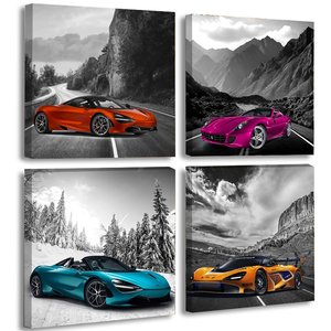 Poster de voiture Décor Noir et Blanc Art Mural Encadré Art de voiture pour Teen Boys Bedroom Decor Sports canvas Posters and prints - Product Image 1