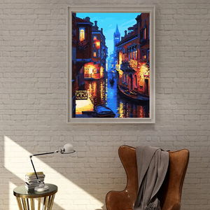 Pintura por Números DIY <span class=keywords><strong>para</strong></span> Adultos Principiantes, Kit de Pintura al Óleo de Calle Nocturna Moderna y Colorida, Lienzo Preimpreso, Decoración de Pared <span class=keywords><strong>para</strong></span> el Hogar - Product Image 1