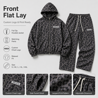Ensemble de sweat-shirts pour hommes IKDEER, 100% coton, coupe ample, imprimé léopard, pantalon de sport ample à jambes larges