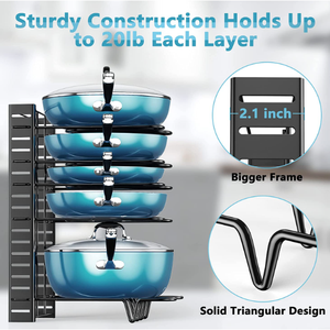 Étagère à casseroles à 8 niveaux à faire soi-même, organisateur de casseroles et de poêles pour armoire, organisateur de couvercles, organisateur de casseroles pour l'organisation et le <span class=keywords><strong>rangement</strong></span> de la cuisine - Product Image 3