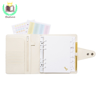 Planificateur A5 en cuir PU blanc à 6 anneaux, classeur, personnalisé, disponible en rose, pour Journal, Logo