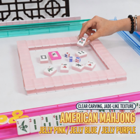 Jeu de tuiles de mahjong en acrylique, série de tuiles en gelée fabriquées à la main, collection de loisirs et de divertissement pour la maison, idéal pour offrir
