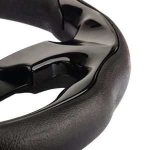 Volante de Carreras de Cuero Genuino de 14 Pulgadas, Diseño Plano Competitivo, Marco Negro, Modificación de Automóviles para Carreras - Product Image 6
