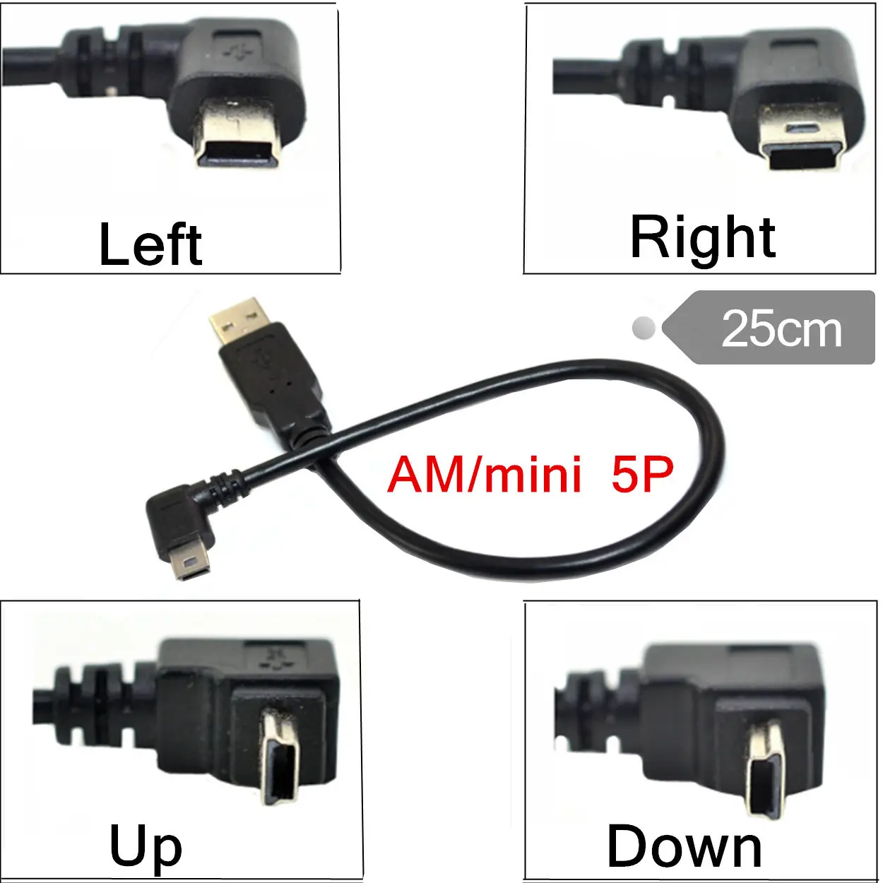 Cabo usb 2.0 de ângulo direito esquerdo para cima e destro