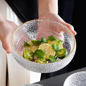 Tazón Redondo de Vidrio Japonés con Textura de Martillo para Postre, Fruta, Ensalada, Helado, Cereal, Desayuno, Tazón Pequeño Transparente - Product Image 3