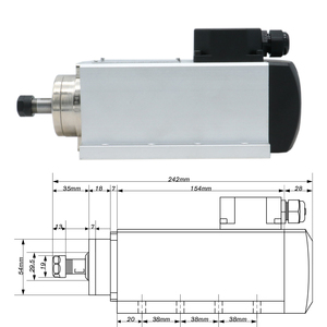 HLTNC Mandrin carré refroidi par air haute vitesse 1,5 kW 110 V/220 V 400 Hz 24 000 tr/min avec roulement à billes en acier + variateur de fréquence HY + pince ER11 pour CNC - Product Image 3